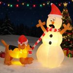 4 FT Inflatable Snowman with Dog Christmas Blow Up Yard Decorations, Snowman Bit