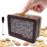 Wooden Saving Money Box | 5000/10000 Savings Challenge Box | Retro Reusable