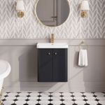 Nuie Core 500mm Soft Black Wall Hung 2-Door Basin Vanity Unit Bathroom Sink