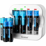 Kratax Rechargeable Lithium AA AAA Batteries 1.5V Li-Ion AA AAA Battery Charger