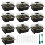 10 Pack 120 Cells Reusable Seed Starter Tray Kit with Lids for Greenhouse Plant