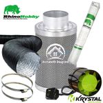 Rhino Hobby Carbon Filter Kit Air Odour Extraction Fan Combi Ducting Hydroponics