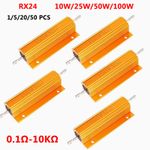 RX24 10W 25W 50W 100W 0.1Ω-10KΩ Aluminum Metal Housing Heavy Duty Resistance new