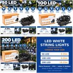 50/100/200 LED White Fairy Lights Mains Powered Xmas Christmas Indoor Outdoor