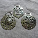 THREE ANTIQUE HORSE BRASSES c.1880’s MAKER’S MARK SUN SQUIRREL HANGERS   