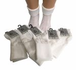 Girls 6 Pair Turn over Top Ankle Socks Pelerine school sizes White   BUY BRITISH