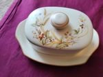 Harvest 1418 Floral Ceramic Covered Butter Dish with Lid, White Multicolour
