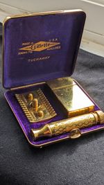 Antique 1920s Gillette "Tuckaway" Safety Razor with Gold Original Metal Case