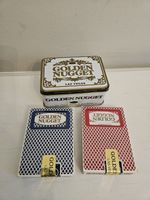 Golden Nugget Playing Cards In White And Gold Souvenir Tin 