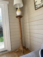 Beautifully Carved Solid Mahogany Wooden Torchere / Plant Stand