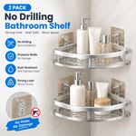 2X Corner Shower Caddy Bathroom Rack Organizer Storage Shelf No Drilling Silver