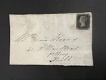 QV GB SG 1 1d Penny Black PI Plate 7 Faults Part Cover/lettersheet/Front to Hull