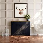 Radiator Cover Black Modern Vertical Slat Storage Drawers Cabinet MDF 1280mm