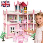 Doll House 4 Storey.11 Rooms With Furniture Mansion Playhouse Xmas Toys Kid Gift