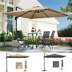 3 x 3 m Cantilever Parasol, Square Patio Umbrella with Crank Handle