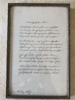 Antique 1867 Handwritten Love Poem In German. THIRTY YEAR BOND. Framed.