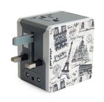 Retro Series Worldwide Travel Power Adapter 2 USB ports (5V/2.1A) Paris Edition