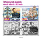 CHARLES DARWIN HMS Beagle Naturalist Explorer MNH 4v-Stamp Sheet (2020 Sao Tome)
