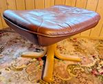 Stouby Footstool Leather Vintage 60s Footrest Retro Ottoman Danish Pouf C36
