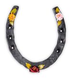 Black Hand Painted Flower Lucky Narrowboat Horse Shoe