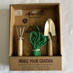 Kids Gardening Tool Set Wooden Trowel & Rake + Twine Outdoor Garden Kit