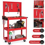 Heavy Duty Wheeled Tool Storage Trolley Cart 3Tier Shelf Cabinet Drawer Workshop