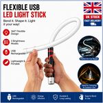 Flexible LED Flashlight Stick Bendable Work Light Mechanic Car Repair Inspection