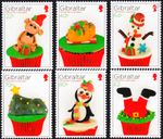 CHRISTMAS CUPCAKES / Xmas Cakes MNH 6v-Stamp Set (2017 Gibraltar)