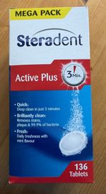 Steradent Active Plus Denture Cleaning - 136 Tablets - Deeply Cleans The Denture