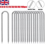 U-Shaped Rebar Stakes 30cm Heavy Duty Ground Anchors Tent Pegs Trampoline Stakes