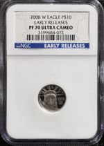 2008 W $10 PLATINUM EAGLE 1/10 Oz STATUE LIBERTY NGC PF70 KEY DATE Early Release