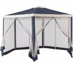Square Blue/White Gazebo with Mosquito Netting, Metal Frame 200x200x260cm