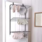 Over The Door Tiered Foldable Drying Rack Towel Storage Organiser Rail Hanger