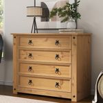 Corona Chest of Drawers 4 Drawer Mexican Solid Pine Bedroom