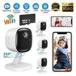 360° 1080P Indoor Security Camera, Wi-Fi Camera ,No Monthly Fee W/ APP & SD Card
