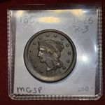 1854 1C BN Braided Hair Cent N-25 R-3 Misaligned Obv Die