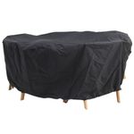Round Black Garden Table Cover, Waterproof, Washable & Dust Protection 200x95cm
