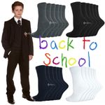 6 or 12 Pairs Boys Girls Ankle Socks School Uniform Shoe Sizes 6-8 9-12 12-3 4-5