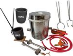 16 KG Gas Metal Melting Furnace Kit Foundry Copper Crucible Tongs Gas Forge