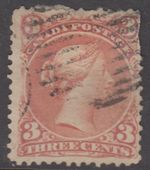 Canada Scott #25   3 cent  red  "Large Queen"
