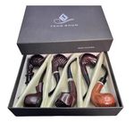 6 pack Wooden Smoking Pipes set Tobacco Smoking Pipe Gift Box For Dad Boyfriend
