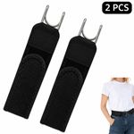 2PCS Metal Hook Elastic Belt Unisex Buckle-Free Invisible Waist Belt Adjuster