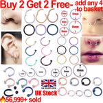 Nose Ring Nose Lip Hoop Cartilage Tragus Helix Ear Piercing Surgical Steel Rings