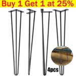 4x Hairpin Legs Hair Pin Legs Set for Furniture Bench Desk Table Metal Steel DIY