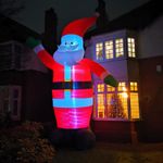 GIANT 20ft (6m) Outdoor Inflatable Lit Christmas Santa with Raised Arm & 28 LEDs