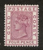 1884 Gold Coast Sc# 17 - Four Pence, Queen Victoria - MH postage stamp Cv$29