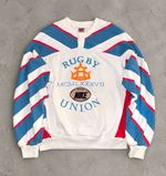 Vintage 80s Nike Rugby Union Long Sleeve Pullover Shirt Top White Blue Red