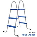 33 inch Pool Step Ladder Double Sided Above Ground Metal Frame Swimming Pool