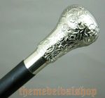 Vintage Antique Walking Cane – Wooden Walking Stick – Silver Brass Knob Handle
