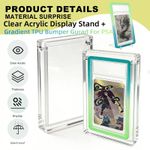 Clear Acrylic Display Stand With Gradient Bumper Guard For 35pt PSA Graded Card